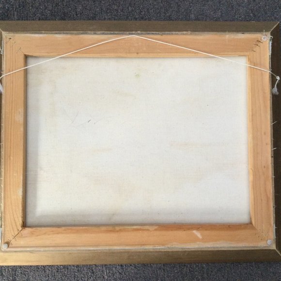 Original oil or acrylic painting canvas framed winter forest & lake snow signed - Picture 6 of 6